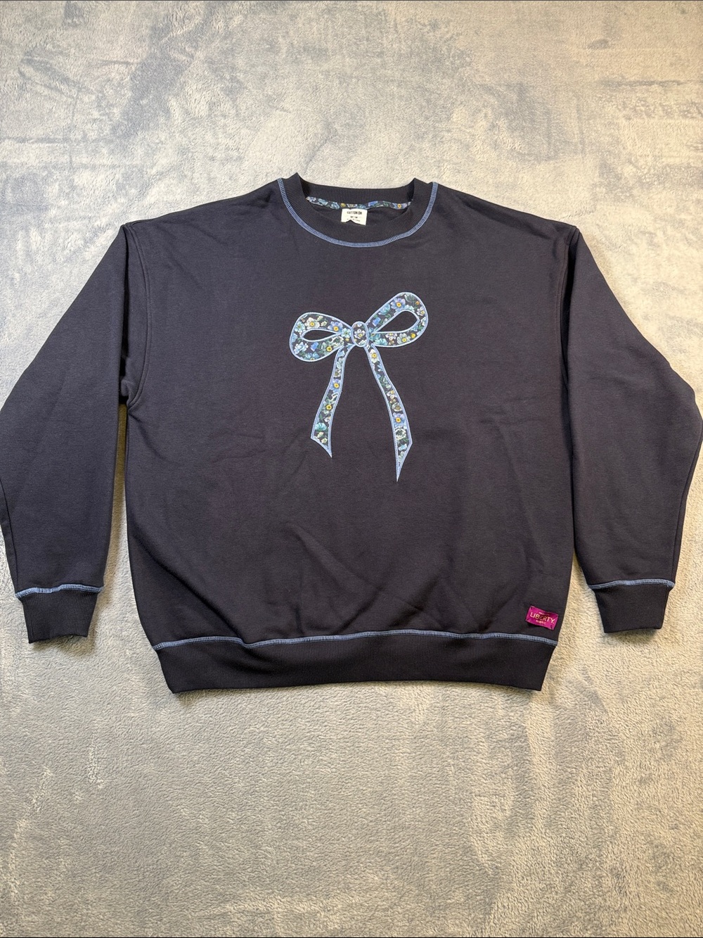 Cotton On Navy Sweatshirt with Bow Applique